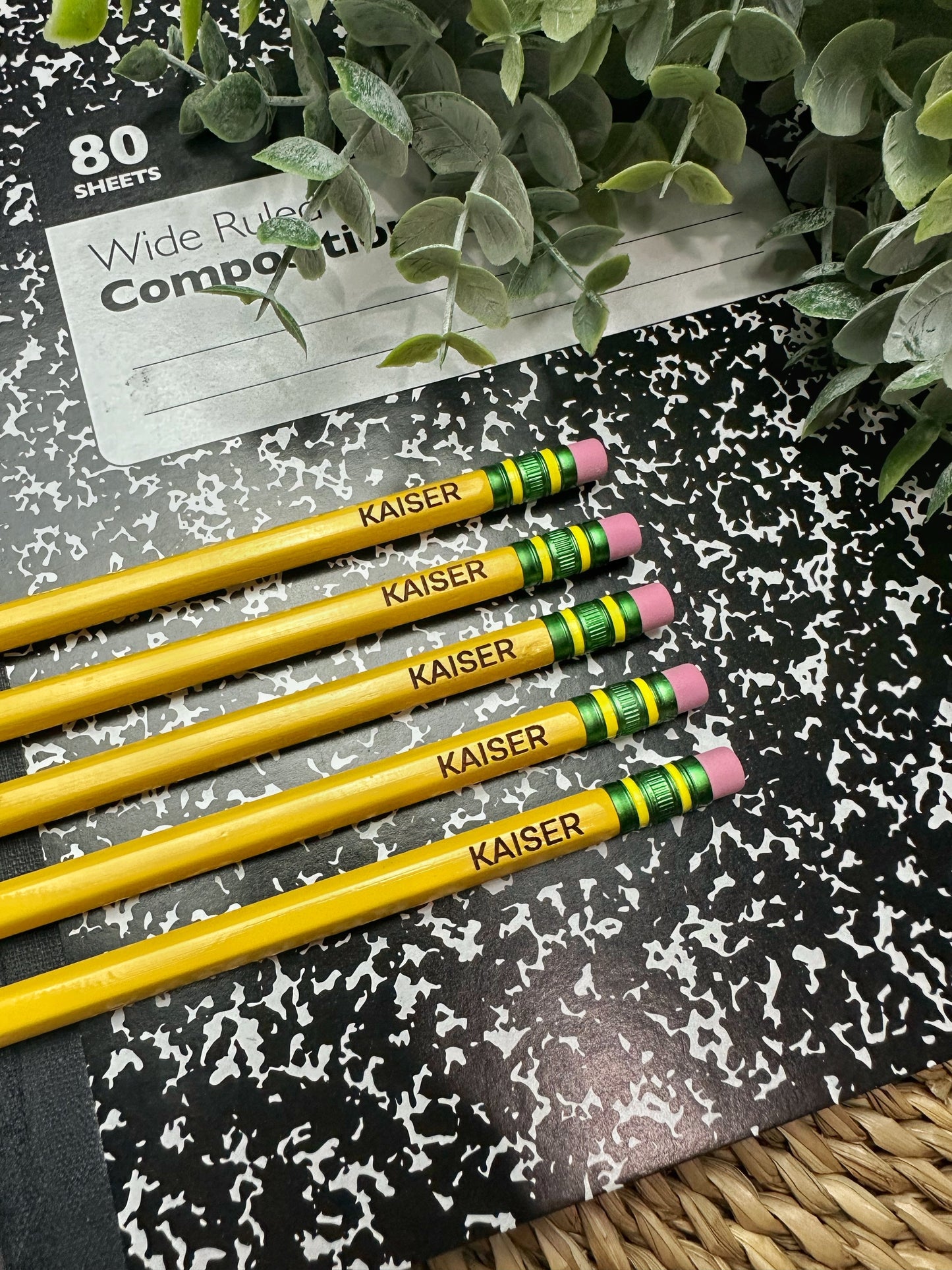 Personalized YELLOW Pencil Set