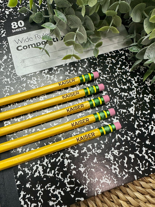 Personalized YELLOW Pencil Set