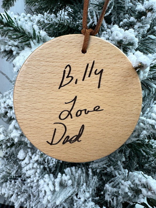 Handwritten Wooden Ornament